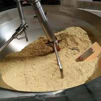Marmite de cuisson industrielle à induction électrique à double enveloppe en acier inoxydable de grande capacité, contrôlée par PLC, avec agitateur