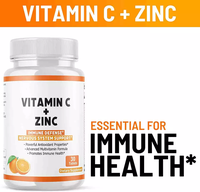 Comprimés de Vitamine C + Zinc OEM, Supplément Antioxydant pour le Système Immunitaire et Nerveux, Vitamines et Minéraux, 120 Comprimés Marque Privée