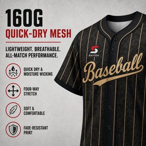 Maillot de baseball personnalisé en gros, à rayures fines, imprimé tribal, séchage rapide, respirant, boutonné, en polyester, uniforme d'équipe par sublimation - Product Image 2