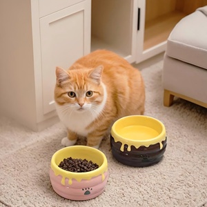 Honey Pot Shape Cute Ceramic Bowl Ceramic Slow <b>Feeder</b> Bowl for Pets Anti-Chok <b>Cat</b> Food and Water Dish with Neck Protection - Product Image 2