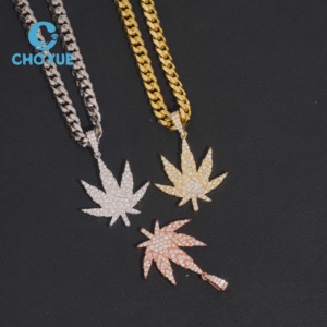 <b>Top</b> Quality 925 Sterling Silver VVS Moissanite Leaf Pendant Hip Hop Iced Out Jewelry Unisex GRA Certificate - Product Image 6