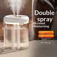 Humidificateur de bureau pour usage domestique, grande capacité, chambre à coucher, double brumisation, mini format, alimentation USB, éclairage d'ambiance pour voiture, plastique, bruit de 36 dB