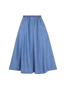 Women's High Waist Mermaid Jeans <b>Skirts</b> <b>Long</b> Custom Denim Button Decoration Slit Solid Pattern High Quality Knitted for <b>Summer</b> - Product Image 4