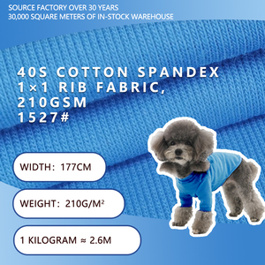 Tissu côtelé 1x1 en coton et élasthanne 40S, 210 GSM, extensible, 177 cm, pour vêtements pour animaux - Product Image 4
