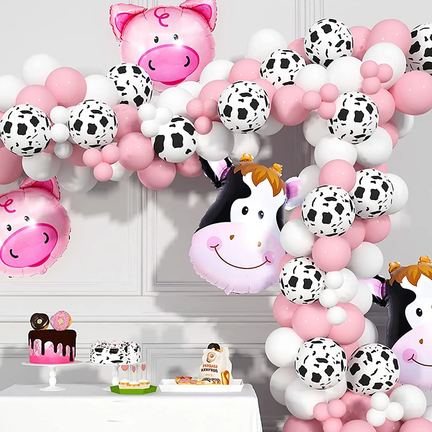 Commercio all'ingrosso della mucca decorazioni del partito della fattoria animale palloncino della ghirlanda Kit con stampa della mucca palloncini per le ragazze forniture per feste di compleanno