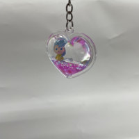 Porte-clés liquide en forme de cœur en acrylique transparent avec figurines 3D flottantes, perles, personnalisable, paillettes cœur, décoration pour téléphone et sac