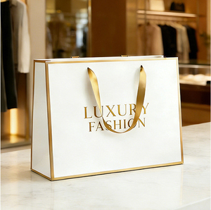 Bolsa de Papel de Lujo con Logotipo Impreso, Bolsa de Compras Personalizada con Marca, Bolsa de Regalo para Ropa, Bolsas de Compras con Cinta para Mujer, Boutique - Product Image 5