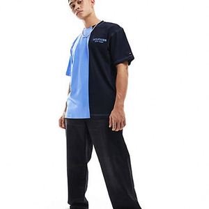 Camiseta extragrande de dos tonos para hombre, tela de punto de algodón 100% pesado con patrón impreso - Product Image 3