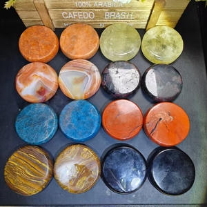 Pietra Palmare in Cristallo Misto Naturale Citrino e <span class=keywords><strong>Apatite</strong></span> <span class=keywords><strong>Blu</strong></span>, Occhio di Tigre Intagliato, Artigianato Curativo per Regali - Prezzo all'Ingrosso - Product Image 1