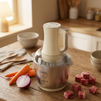 Hachoir à viande à écran tactile, bol en acier inoxydable de 4 L, robot culinaire à six lames de 500 W avec prise EU