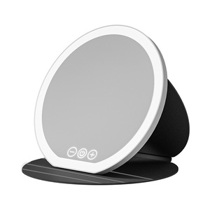 LED Makeup Mirror Round Foldable With Light Three Color Student Dormitory Desktop Use - Product Image 1