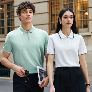 Women's Short Sleeve Polo Shirt 220g Cotton Modal Knitted Breathable Summer Wear With Half Zip Collar - Product Image 5