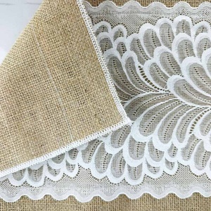 Vendita calda 12x108 pollici lungo pizzo di lino naturale decorativo tavolo Runner panno da tavola per la festa di nozze - Product Image 6