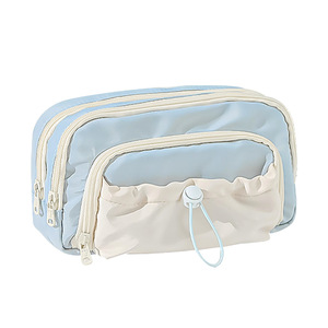 Estuche para lápices de gran capacidad, color crema, estuche simple para estudiantes de secundaria, bolsa de almacenamiento de papelería - Product Image 1