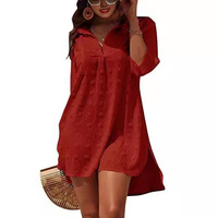 Robe Tunique Courte Chic d'Été pour Femme en Dentelle Extensible, Cache-Maillot de Plage Fluide en Polyester Spandex, Couleurs Inaltérables, Tenue de Vacances