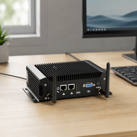 PC Mini Tanpa Kipas i3 Generasi ke-6 Sistem Barebone Dual Lan Komputer Mini Dual RS232 COM 8xUSB Port PC Industri