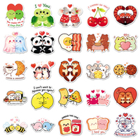 50 stuks schattige cartoon paar dieren fruit hart romantische stickers voor computer bagage dagboek decor