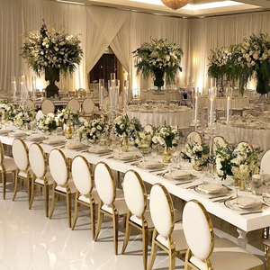 Silla de Boda de Acero Inoxidable de Lujo Dorada, con Respaldo Intercambiable y Extraíble, Estilo Luis - Product Image 5