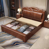 Cadre de lit double de style chinois moderne en bois de chêne simple avec boîte de rangement haute Design traditionnel pour les meubles de chambre à coucher ou d'hôtel