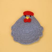 Nouveau dessous de plat en laine crocheté à la main, isolant thermique, motif poussin de dessin animé créatif, forme irrégulière, pour l'exportation