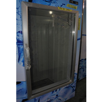 Réfrigérateur commercial à glace sur roues avec porte vitrée, refroidissement par ventilateur, vitrine réfrigérée pour usage intérieur, personnalisable, directement du fabricant