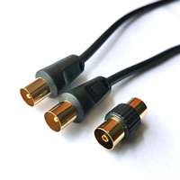 Cable de Extensión para Antena de TV con Conectores Chapados en Oro |   Cable coaxial macho-macho + adaptador hembra 1080p CCS trenzado para HDTV y satélite