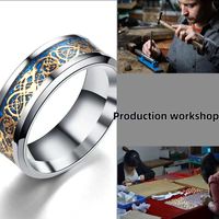 Bague en acier inoxydable plaqué or de haute qualité avec motif de dragon, bijoux vintage unisexe, produit tendance