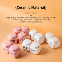 Urne funéraire carrée en céramique bleu clair avec empreinte de patte mignonne, pot hermétique pour cendres de crémation pour petits chiens et chats