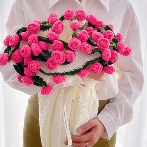 Manta de ramo de rosas tejida a mano lista para usar, para flores de lirio de los valles y margaritas de ganchillo, decoración del hogar y regalos festivos - Product Image 4