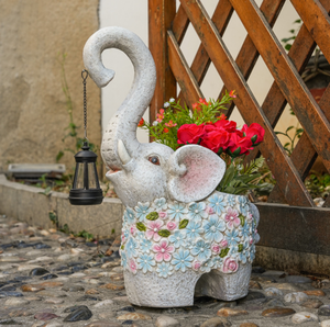 Lampe éléphant à énergie solaire ornements de jardin famille d'accueil cour balcon aménagement paysager cour déco jardin extérieur pot de fleurs - Product Image 5