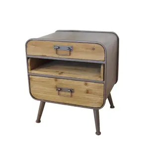 Factory Hot Wholesale Antique Roast Color Solid Wood Cabinet With Drawer Nightstand Side Table For Living Room Furniture