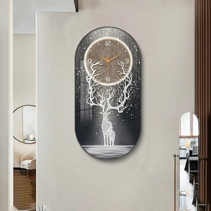 Grande Horloge Murale en Porcelaine de Cristal, Tendance et Moderne, de Luxe, Peinte, Créative, pour Hall d'Entrée, Salle à Manger, Décoration Murale Artistique - Product Image 4