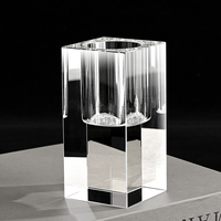 Pot à pinceaux et porte-stylo en cristal de luxe personnalisable, très populaire, avec boîte cadeau, pour décoration de table et artisanat