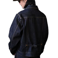 Jaket Denim Pria Model Kancing Depan dari Produsen OEM, Jaket Denim Selvedge Jepang Berat, Jaket Denim Mentah Retro Amerika untuk Pria