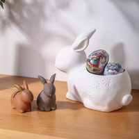 Vente en gros pas cher créatif lapin de pâques thème porcelaine décoratif mat céramique accessoires de décoration de la maison