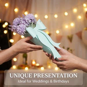 Cajas de Papel para Envolver Ramos de Flores, Caja de Regalo con Lazo para una Sola Rosa, para el Día de la Madre, Bodas, San Valentín, Graduaciones, Cumpleaños - Product Image 5