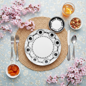 Set di Stoviglie in Ceramica Geometrica Bianca e Nera, Piatti in Porcellana, Servizio da Tavola all'Ingrosso, Stoviglie in Fine Bone China - Product Image 5