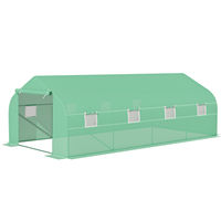 6m 8m 10m Walk-in Polytunnel Tunnel Serre En Plein Air Plante Cultiver Tente Serre Gable Ronde Maison Jardin Serre Chaleur Hangar