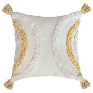 Taie d'oreiller blanche, 18x18 pouces, nouveau, style Boho, avec glands, Pom, <span class=keywords><strong>coussin</strong></span> torsadé, tissu en Chenille, couleur crème - Product Image 5