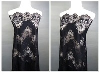 Nuevo Encaje Brocado Negro, Encaje Chantilly, Encaje de Pestañas, Tela de Encaje Bordado Suave y Agradable al Tacto para Vestido de Novia
