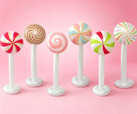 Panneau publicitaire gonflable de Noël en forme de sucette, motif macaron multicolore à rayures spirales, pour la décoration de scènes de vacances sur le thème des desserts
