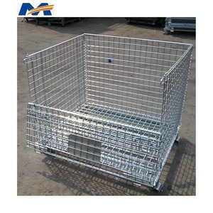 Depo depolama katlanabilir <span class=keywords><strong>Metal</strong></span> tozu kaplama tel Mesh palet depolama kafesi <span class=keywords><strong>Metal</strong></span> katlanır saklama kutusu tel örgü konteyner - Product Image 2