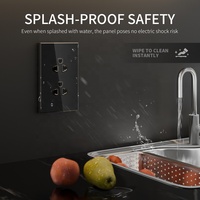 Prise murale MEZEEN pour les marchés des Philippines, du Vietnam et de la Thaïlande, panneau en verre trempé noir, double prise multifonction 3 broches pour alimentation murale