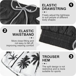 Traje de Baño para Hombre con Forro de Compresión, Estampado Degradado de Palmeras Negras, Secado Rápido, Shorts de Playa con Entrepierna de 5.5 Pulgadas - Product Image 2