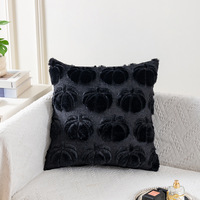 Fundas de Almohada Decorativas Cuadradas de 18x18 Pulgadas con Diseño de Calabaza Otoñal, Color Sólido, Bordado Simple, Patrón Geométrico