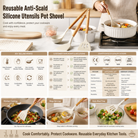 Ustensiles de cuisine en silicone réutilisables, spatule de cuisson résistante à la chaleur pour casseroles et poêles