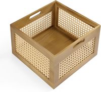 Boîtes de rangement en bois, paniers carrés en bambou, utilisés pour la lessive, la cuisine, les fruits, le bureau à domicile, les magazines, les étagères de placard