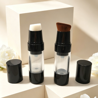 Flacon pompe airless rechargeable de 15 ml pour fond de teint avec applicateur éponge / pinceau de maquillage