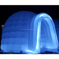 Tente igloo gonflable en tissu Oxford blanc de 10 pieds/3 m avec éclairage LED, tente dôme gonflable LED RVB illuminante pour événements