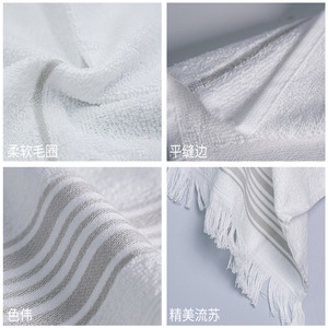 Tassel Towel <b>Set</b> Pure Cotton Face And Bath Towels White Striped With Fringe For Bathroom Gift <b>Sets</b> - Product Image 2